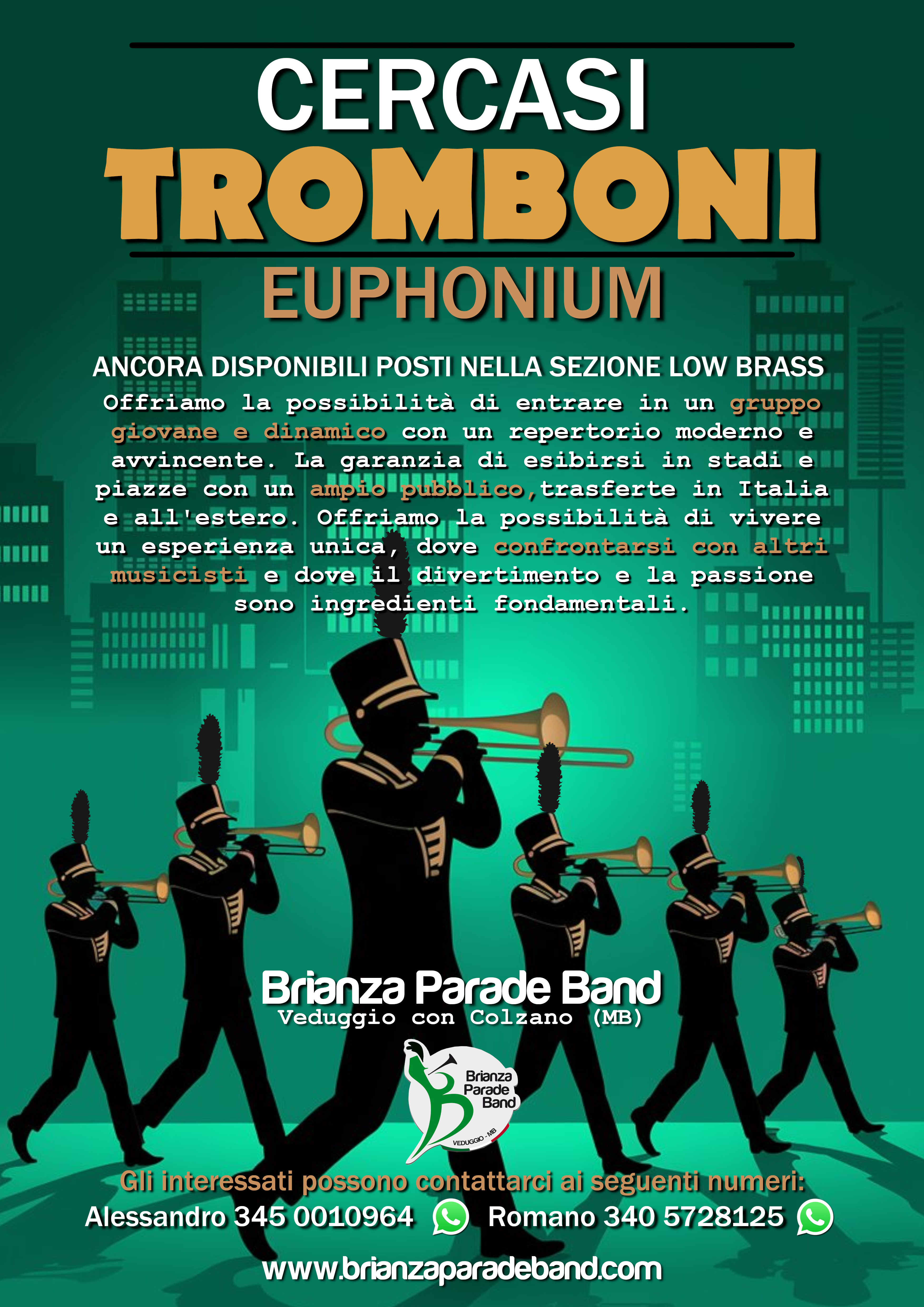 cercasi tromboni euphonium low brass